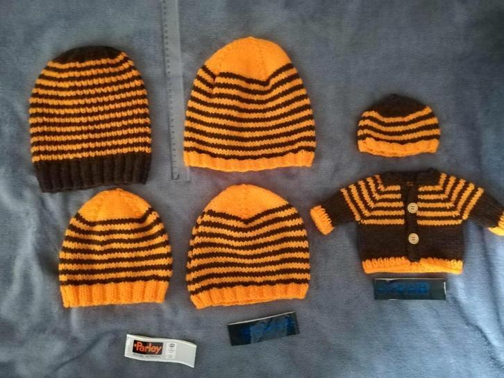 Chapeaux marrons/fluo, à assortir ensemble, Hobby & Loisirs créatifs, Tricot & Crochet, Neuf, Tricot, Enlèvement ou Envoi