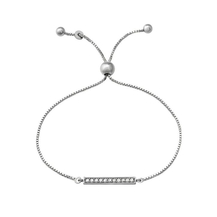 Zilveren damesarmband met zirkonia staafje - OP=OP!, Handtassen en Accessoires, Armbanden, Nieuw, Zilver, Ophalen of Verzenden