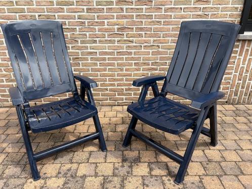 Verstelbare tuinzetels met kussens, Tuin en Terras, Tuinstoelen, Gebruikt, Plastic, Inklapbaar, Verstelbaar, Ophalen