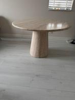 Travertin tafel 120cm rond, Huis en Inrichting, Tafels | Eettafels, Ophalen of Verzenden, Zo goed als nieuw, Rond