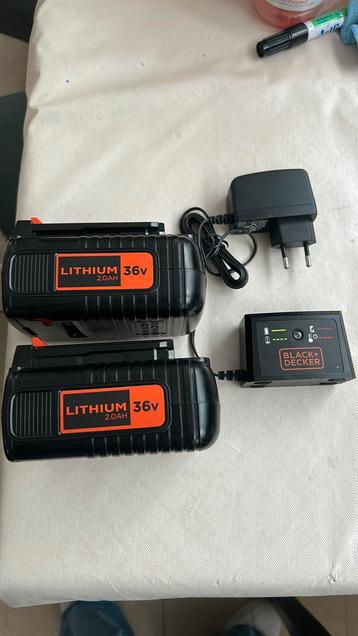 2 batterijen 36V Black + Decker met oplader beschikbaar voor biedingen