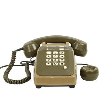 Vintage Kaki Telefoon met Drukknoppen Socotel Frankrijk 