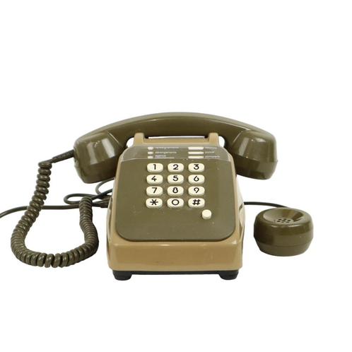 Vintage Kaki Telefoon met Drukknoppen Socotel Frankrijk, Antiquités & Art, Curiosités & Brocante, Enlèvement ou Envoi
