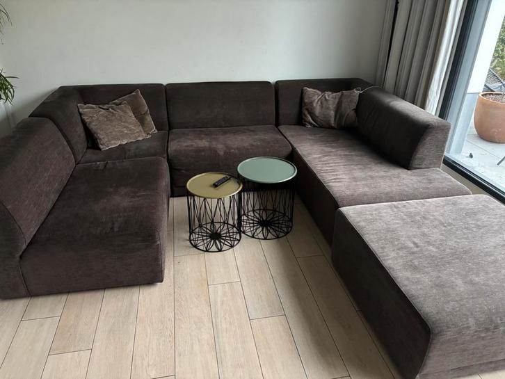 Grijze modulaire zetel, Huis en Inrichting, Zetels | Complete zithoeken, Gebruikt, Stof, Ophalen