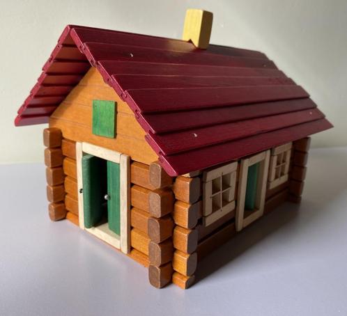 Bouwdoos houten huis - Merk: Sioliet Antiek, Antiek en Kunst, Antiek | Speelgoed, Ophalen of Verzenden