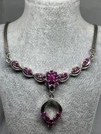 Zilveren ketting met robijn edelstenen, Verzenden, Nieuw, Met edelsteen, Zilver