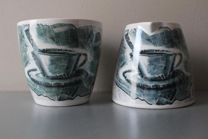 Retro melk en suikerpot douwe egberts. groot, nieuw, Huis en Inrichting, Keuken | Servies, Nieuw, Kop(pen) en/of Schotel(s), Overige stijlen