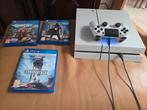 PS4 Wit, 1 controller wit, 6 games, Ophalen, Zo goed als nieuw, Met 1 controller, Original