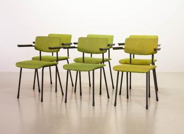 6 Gispen dutch vintage design eetkamer stoelen model 1235, Tissus, Autres couleurs, Vintage design, midcentury modern, retro, 1950s, 1960s, 1970s