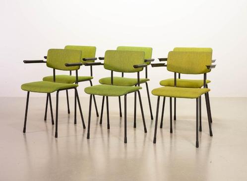 6 Gispen dutch vintage design eetkamer stoelen model 1235, Huis en Inrichting, Stoelen, Gebruikt, Vijf, Zes of meer stoelen, Metaal