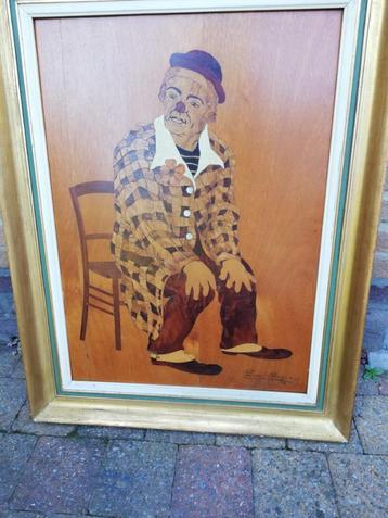 G. Langie; ' Clown', schilderij op hout, Gentse kunstenaar beschikbaar voor biedingen