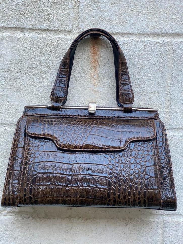 Vintage croco handtas - Made in Italy, Handtassen en Accessoires, Tassen | Damestassen, Handtas, Ophalen of Verzenden
