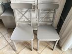 2 chaises en bois peintes en gris., Ophalen, Gebruikt, Twee, Grijs