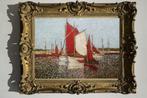 "Vissersboten in de haven" Impressionistisch schilderij, Verzenden