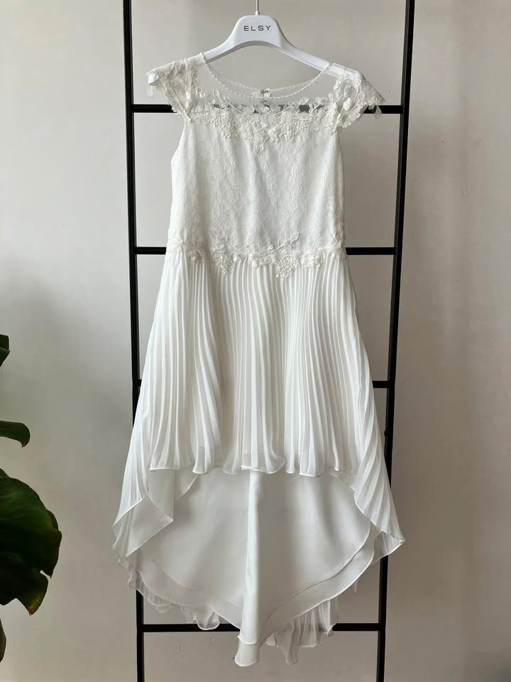 Prachtige Linea Rafaelli communiejurk – high/low model, Kinderen en Baby's, Kinderkleding | Maat 128, Zo goed als nieuw, Meisje