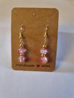 Doorschijnende, gecraqueleerde roze en gouden handgemaakte o, Handtassen en Accessoires, Oorbellen, Hangers, Nieuw, Ophalen of Verzenden