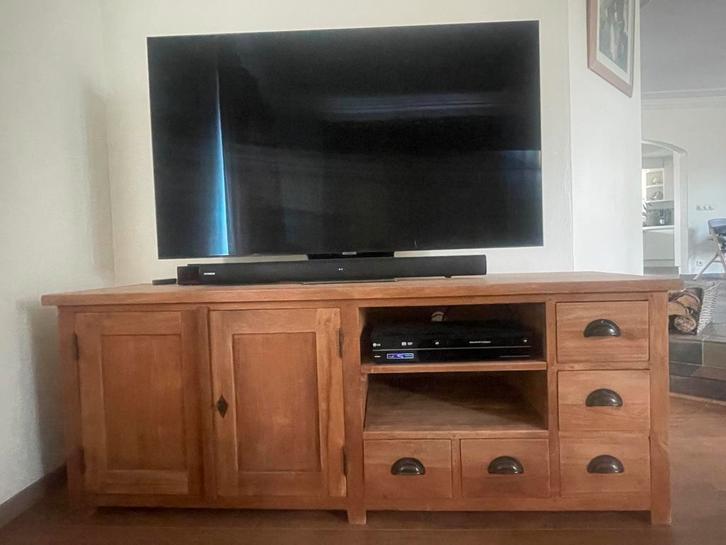Massief teak TV-kast, Huis en Inrichting, Kasten |Televisiemeubels, Zo goed als nieuw, Teakhout, Ophalen