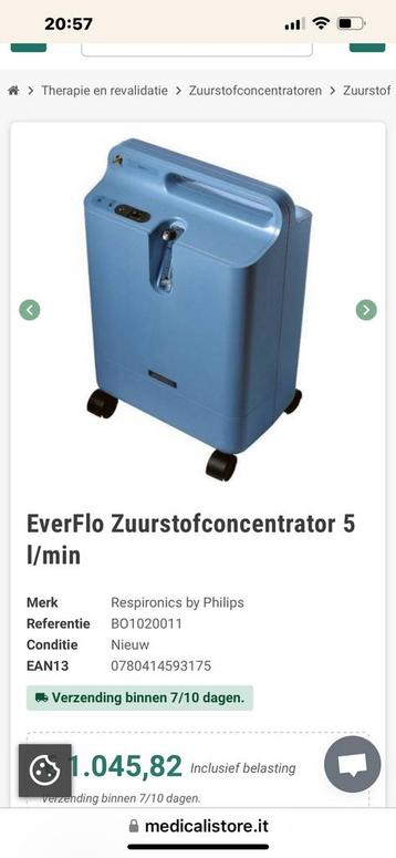 Everflo zuurstofconcentrator 5l/min  philips beschikbaar voor biedingen