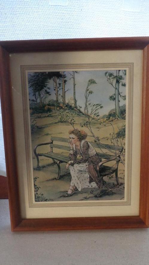 set van 2 idyllische taferelen mooi ingekaderd, Antiek en Kunst, Curiosa en Brocante, Ophalen