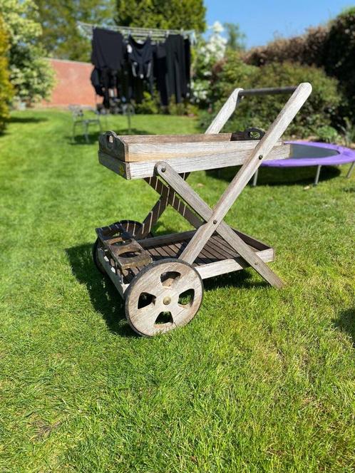 Ancienne desserte en teck, Huis en Inrichting, Tafels | Sidetables, Gebruikt, 50 tot 100 cm, Rechthoekig, Teakhout, Ophalen