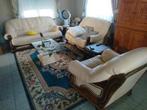 Lederen salon, Huis en Inrichting, Zetels | Zetels, Ophalen, Gebruikt, Vierpersoons of meer, Hout