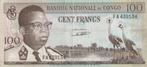 BANQUE NATIONAL DU CONGO 100 FRANCS, Ophalen of Verzenden, Overige landen, Los biljet