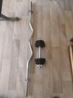 Gekrulde halterstang en halter met gewichten, Sport en Fitness, Ophalen