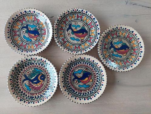 5 prachtige handgemaakte Tunesische bordjes, Huis en Inrichting, Keuken | Servies, Zo goed als nieuw, Bord(en), Overige stijlen