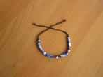 Zwart touw armband met blauwe kralen en Turks boze oog  32 c, Ophalen of Verzenden