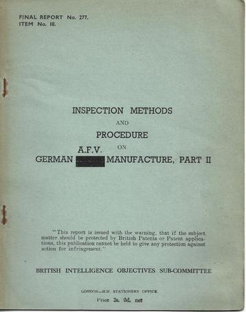 Inspection Methods and procedure on German A.F.V. Manufactur beschikbaar voor biedingen