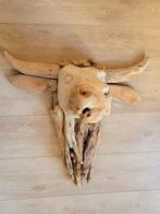 Grote dierenkop in teak en drijfhout, Ophalen, Gebruikt