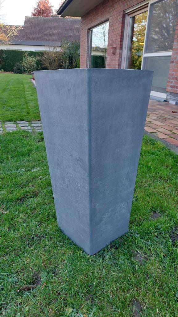 Ecopot bloempot vierkant, grijs, hoogte 70 cm, Tuin en Terras, Bloembakken en Plantenbakken, Zo goed als nieuw, Kunststof, Binnen