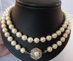 Exclusief parelcollier + 14K witgouden slot, 72 cm lang, Handtassen en Accessoires, Antieke sieraden, Verzenden, Goud, Ketting