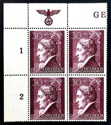Generalgouvernement:blokje 4XJohann Chr.Schuch 1942 POSTFRIS beschikbaar voor biedingen