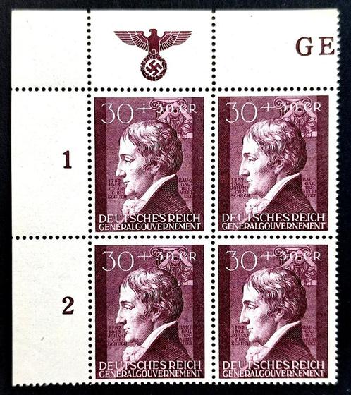 Generalgouvernement:blokje 4XJohann Chr.Schuch 1942 POSTFRIS, Postzegels en Munten, Postzegels | Europa | Duitsland, Postfris
