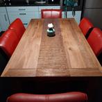 Eettafel met 6 stoelen, Huis en Inrichting, Tafels | Eettafels, Ophalen, Gebruikt, 100 tot 150 cm, Teakhout