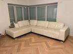Witte echte lederen salon met longchair in zeer goede staat, Enlèvement, Comme neuf