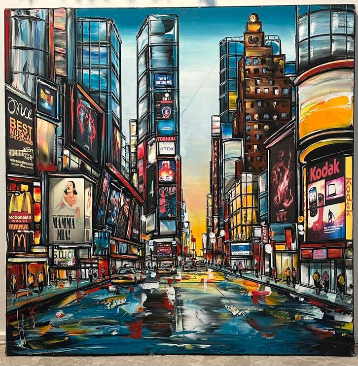 Celine Lust - Time Square, Antiek en Kunst, Kunst | Schilderijen | Modern, Ophalen