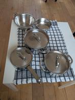 Casseroles Inox - 5L, 3L, 2L + extra, Inox, Comme neuf, Enlèvement, Plaque céramique