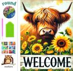 nr 2064 Diamond Painting koe welcome 40x30cm (rond), Verzenden, Nieuw, Overige materialen, Overige merken