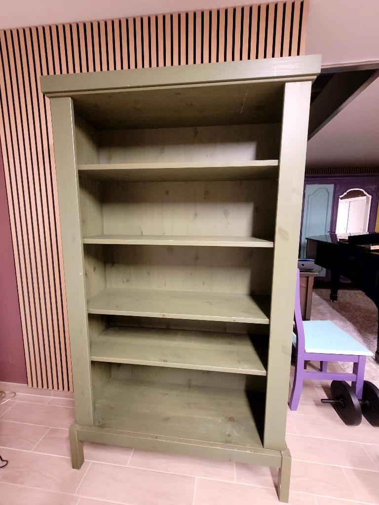 Boekenkast - rustiek groen - vol hout, Ophalen, Met plank(en), Rustiek, 50 tot 100 cm