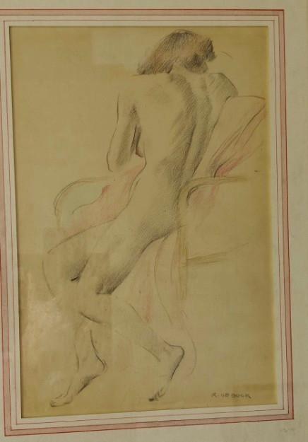 R. De Buck — dessin signé — étude de nu, Enlèvement ou Envoi