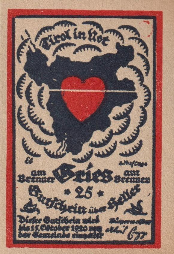 Gries am Brenner (zwart), Postzegels en Munten, Bankbiljetten | Europa | Niet-Eurobiljetten, Setje, Italië, Ophalen of Verzenden