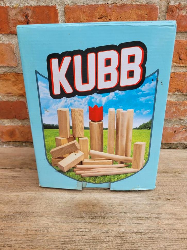 Kubb-spel zo goed als nieuw, Hobby en Vrije tijd, Gezelschapsspellen | Overige, Zo goed als nieuw, Vijf spelers of meer, Ophalen