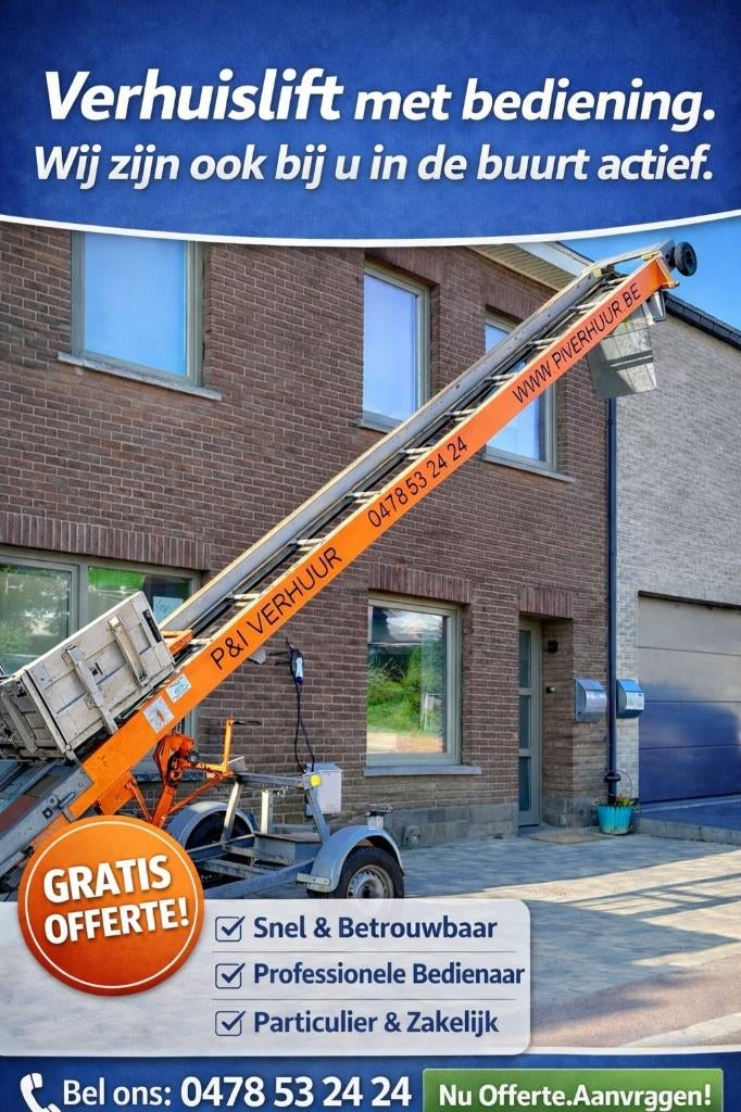 Verhuislift huren in Scherpenheuvel en omliggende gemeenten?, Doe-het-zelf en Bouw, Ophalen, Nieuw
