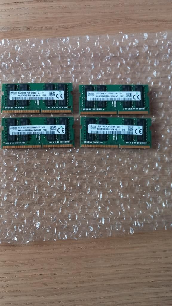 4X 16 GB DDR4 sodimm, Computers en Software, RAM geheugen, Zo goed als nieuw, Laptop, 16 GB, DDR4, Ophalen of Verzenden