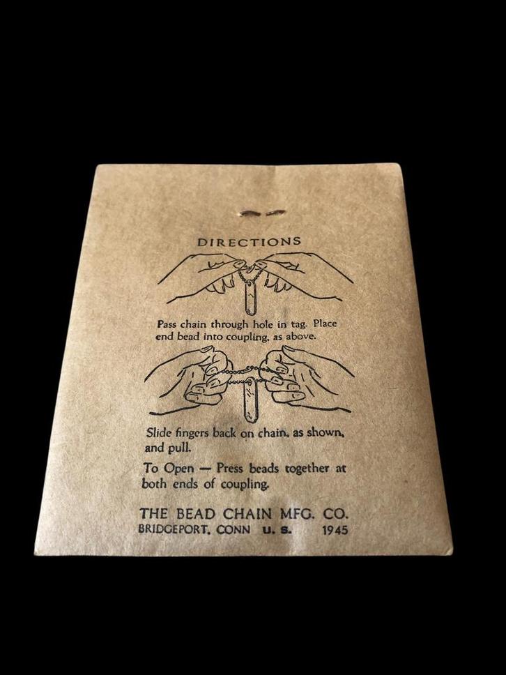 us army ww2 identification tag necklace., Collections, Objets militaires | Seconde Guerre mondiale, Enlèvement ou Envoi