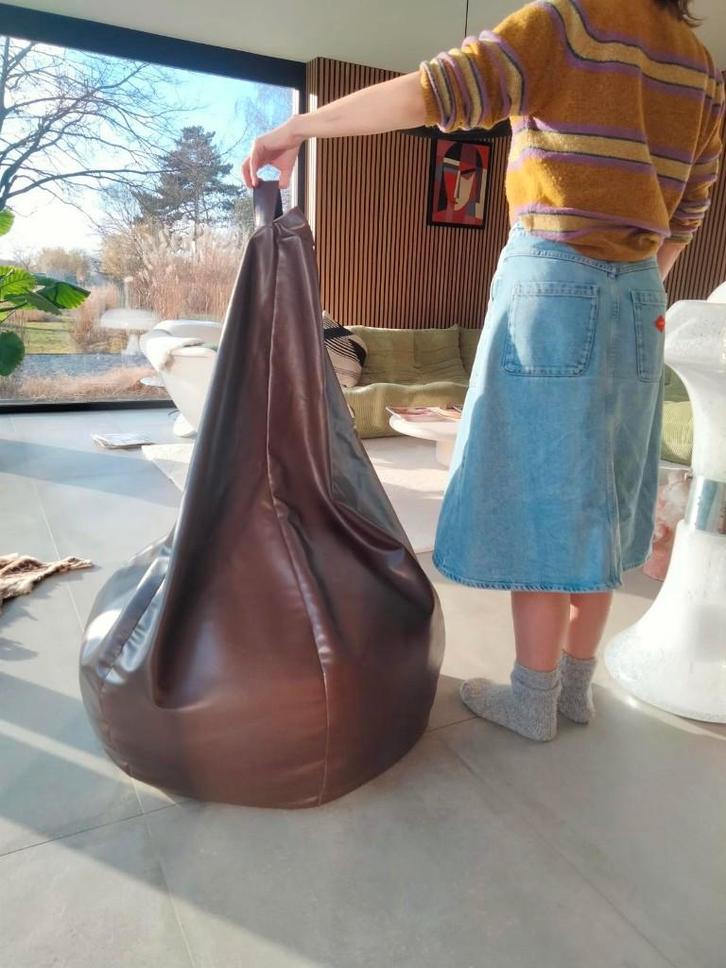 1980s vintage zitzak lounge chill relax, Huis en Inrichting, Zitzakken, Gebruikt, Zitzak, Bruin, Ophalen of Verzenden