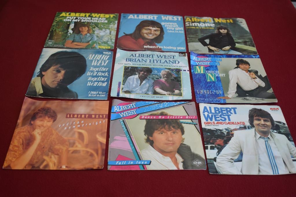 45t's hits van  ALBERT WEST uit de jaren 60/70, Single, Comme neuf, Enlèvement, Pop