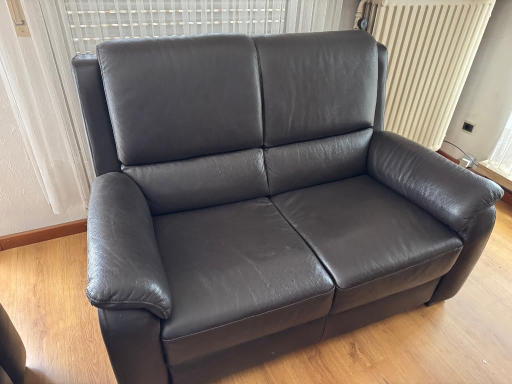 Twee zit lederen zetel, Ophalen, Gebruikt, Tweepersoons, Leer
